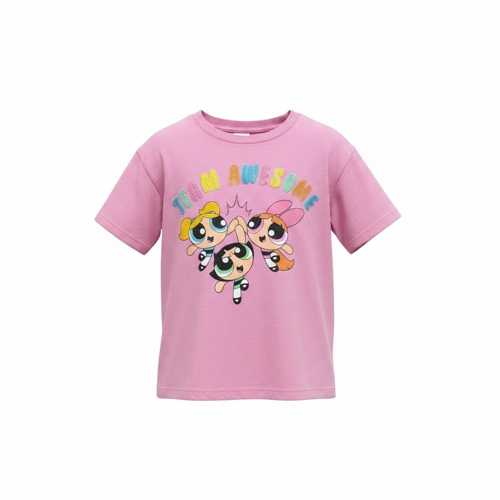 Powerpuff Girls Pink Graphic Tee Girls Cartoon Network Y2K Cute Kidcore Shirt